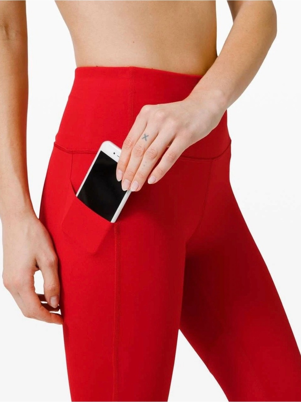 Lululemon Pace Rival High-Rise Crop 22” Leggings Red Size 4 Side Pockets - Picture 5 of 10